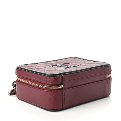 Chanel Caviar Quilted Medium CC Filigree Vanity Case Burgundy Black 4 of 10