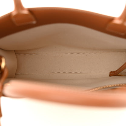 Celine Canvas Calfskin Logo Print Small Vertical Cabas Natural Tan 5 of 13