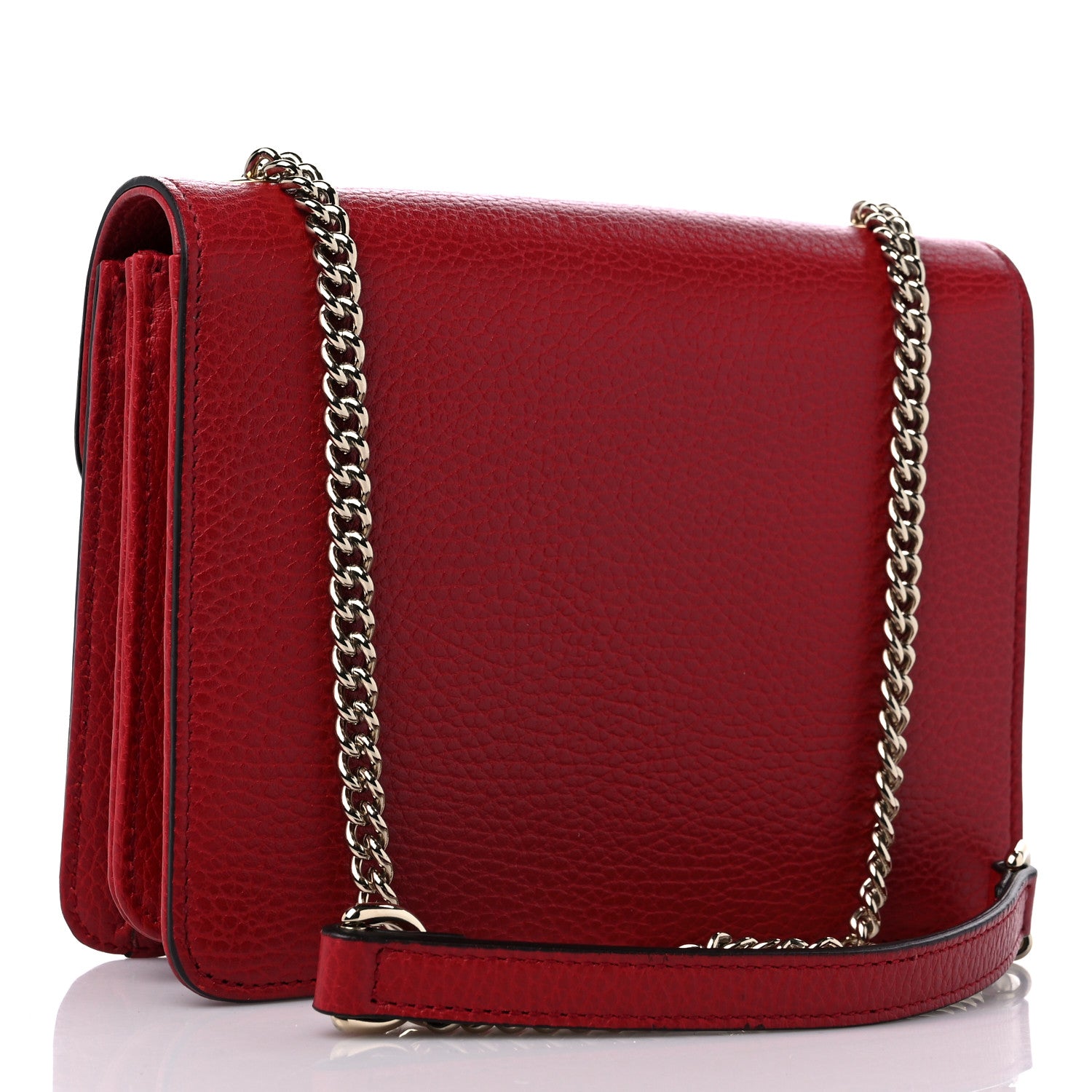 Gucci Dollar Calfskin Small Interlocking G Shoulder Bag Red 2 of 11