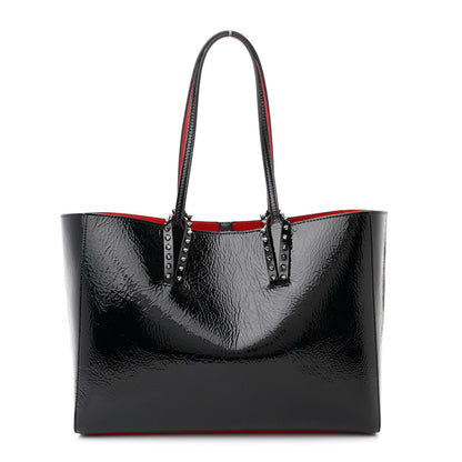 Christian Louboutin Patent Calfskin Spikes East West Cabata Tote Black 1 of 15