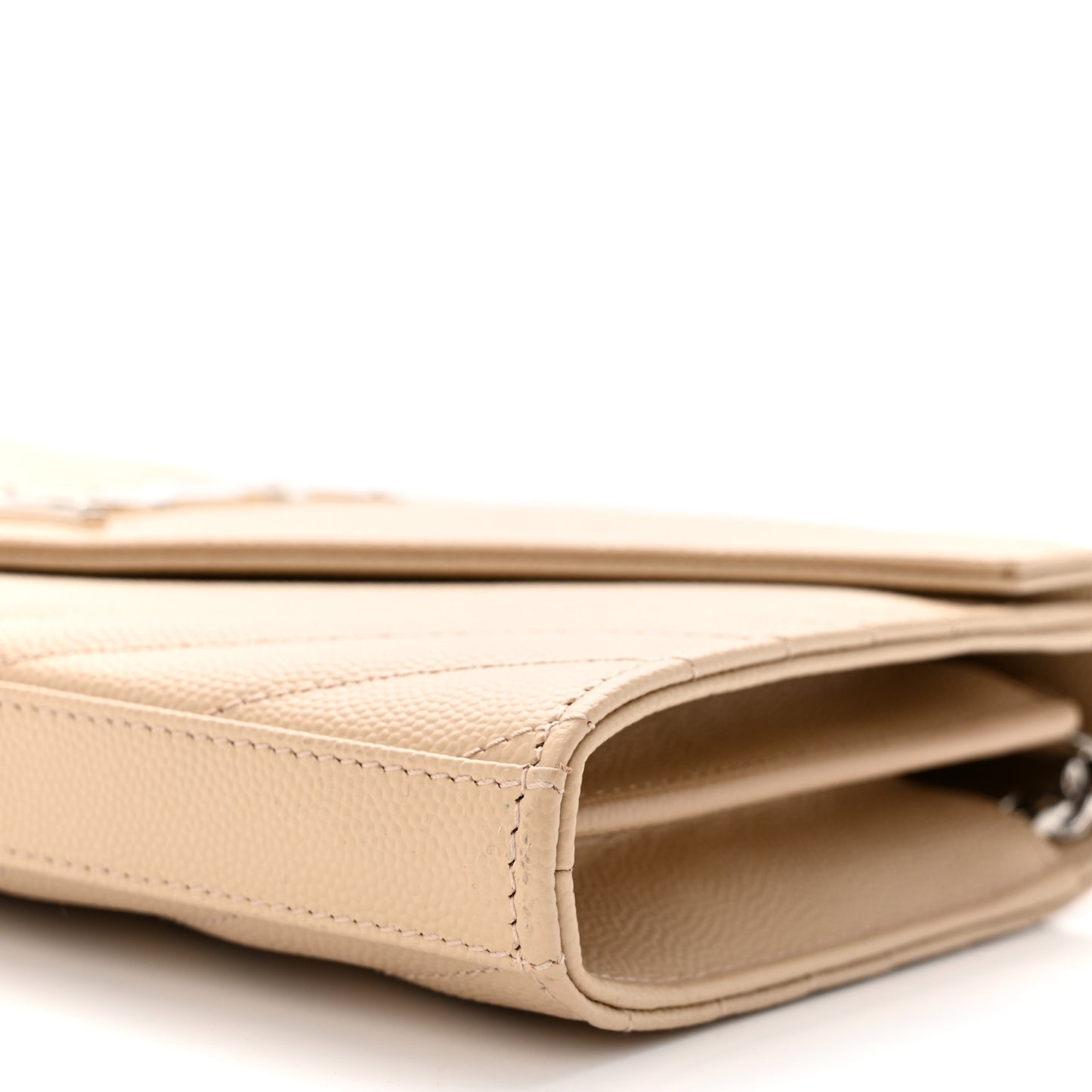 Grain De Poudre Matelasse Chevron Monogram Chain Wallet Nude Powder