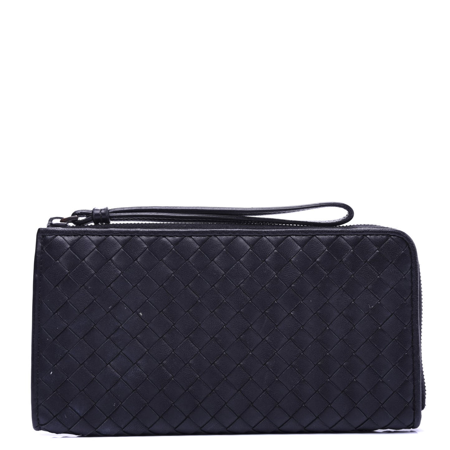 Nappa Intrecciato Zip Around Wallet Black
