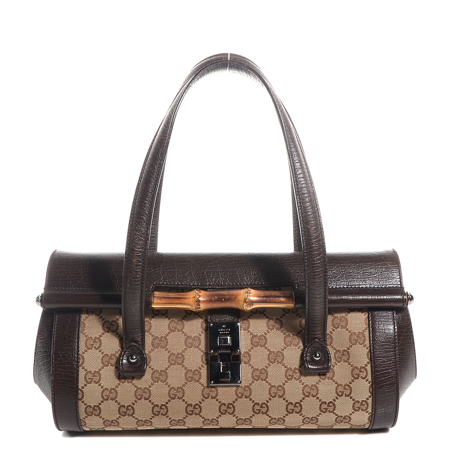 Gucci Monogram Bamboo Bullet Handbag Brown 1 of 7