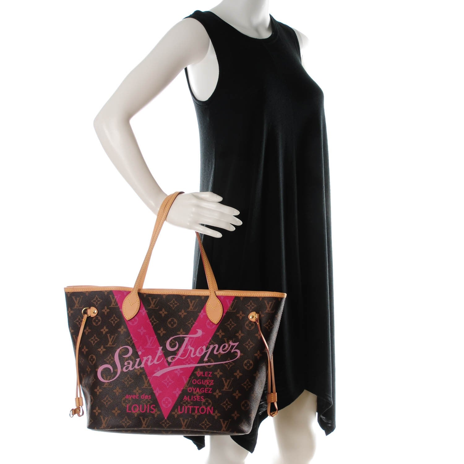 Louis Vuitton Monogram Saint Tropez V Neverfull MM Rose Indien 2 of 9