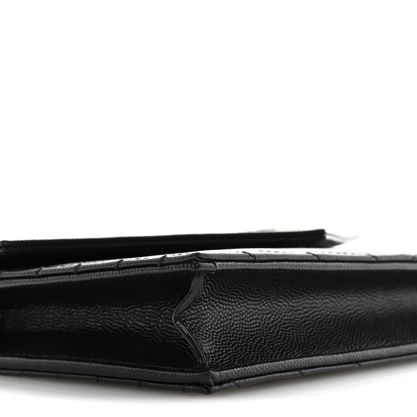 Grain De Poudre Matelasse Chevron Monogram Envelope Chain Wallet Black