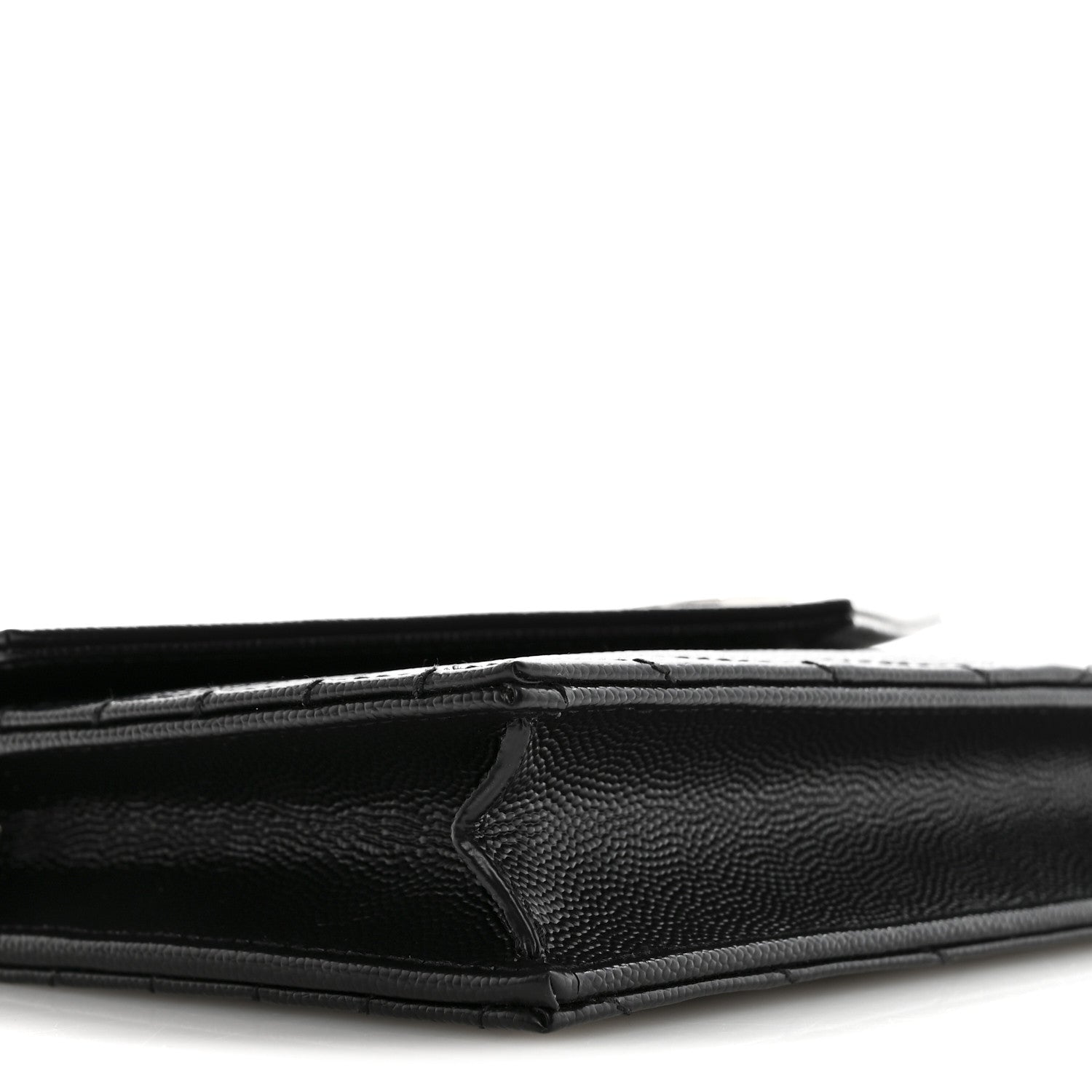 Saint Laurent Grain De Poudre Matelasse Chevron Monogram Envelope Chain Wallet Black 8 of 10
