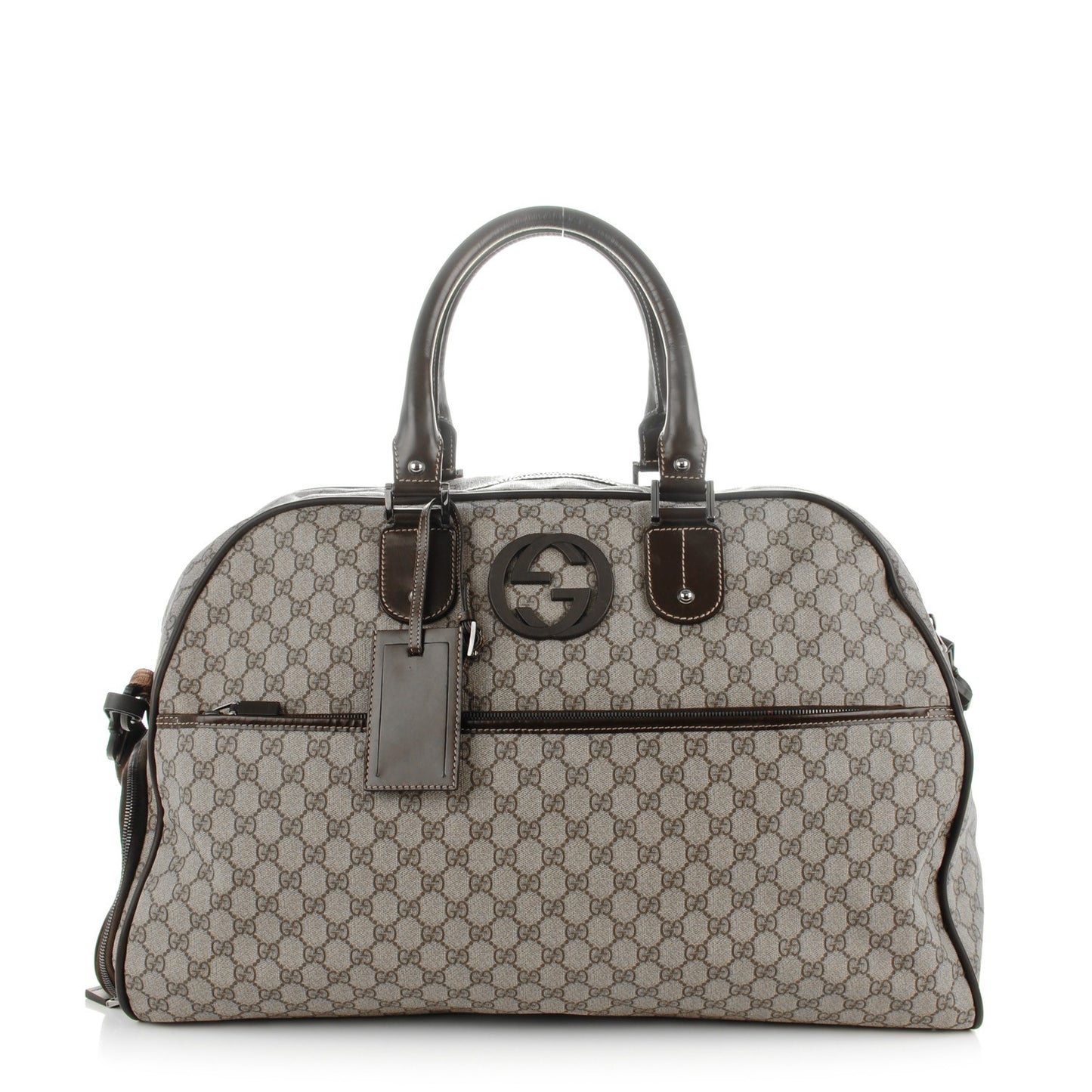 GG Supreme Monogram Interlocking G Duffle Bag Dark Brown