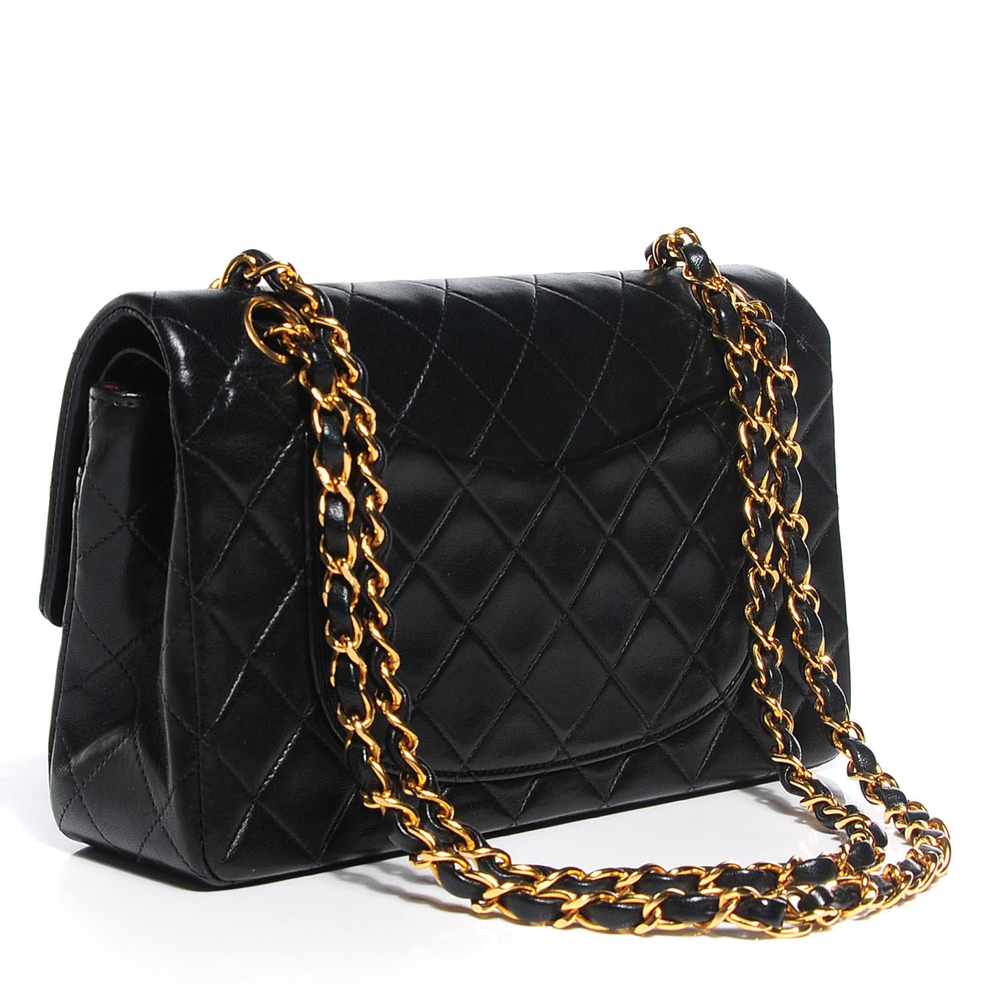 Lambskin Quilted Small Double Flap Black