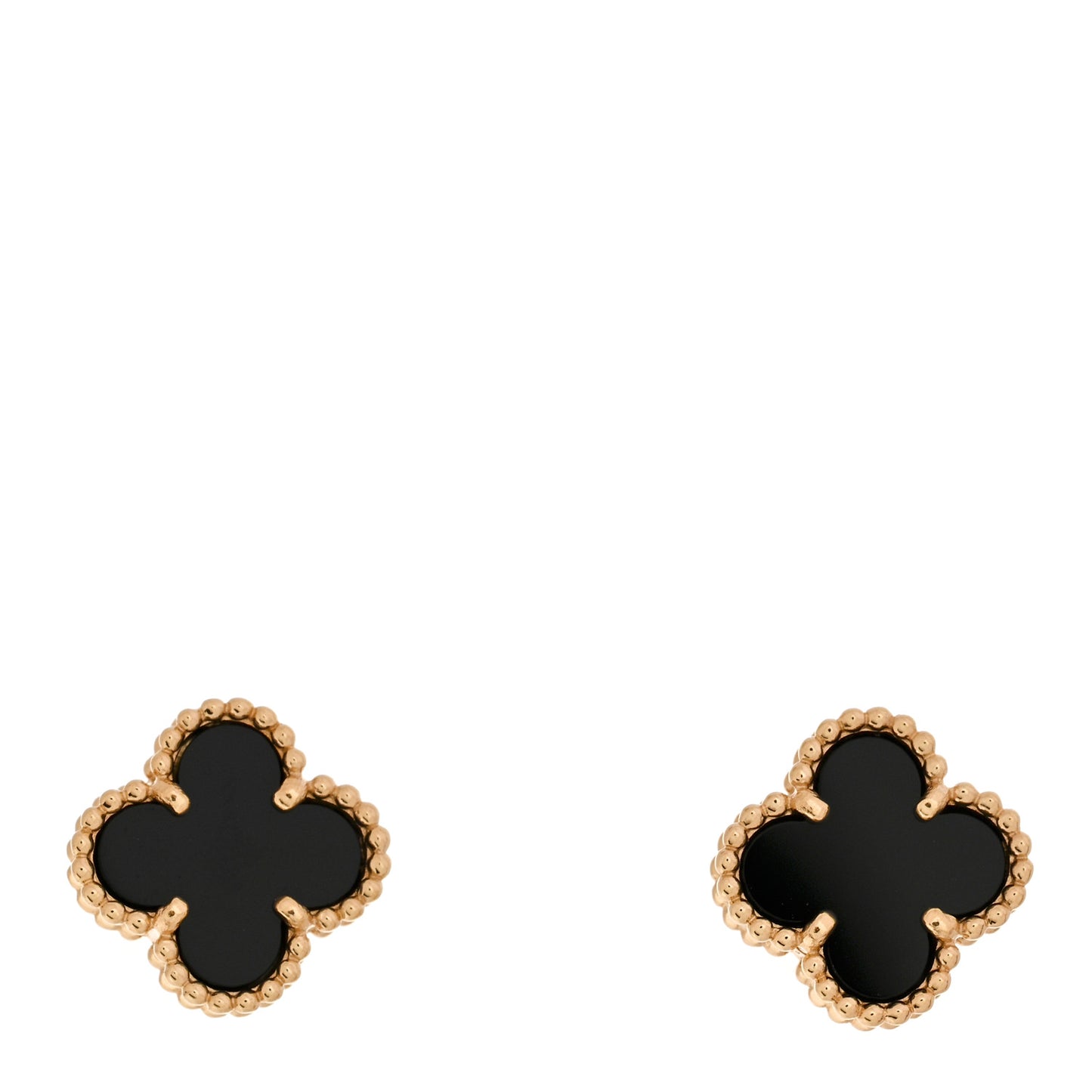 18K Yellow Gold Black Onyx Sweet Alhambra Earrings