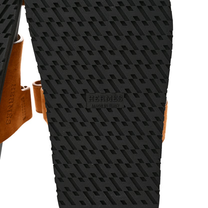 Hermes Suede Goatskin Womens Chypre Sandals 37.5 Naturel 6 of 12