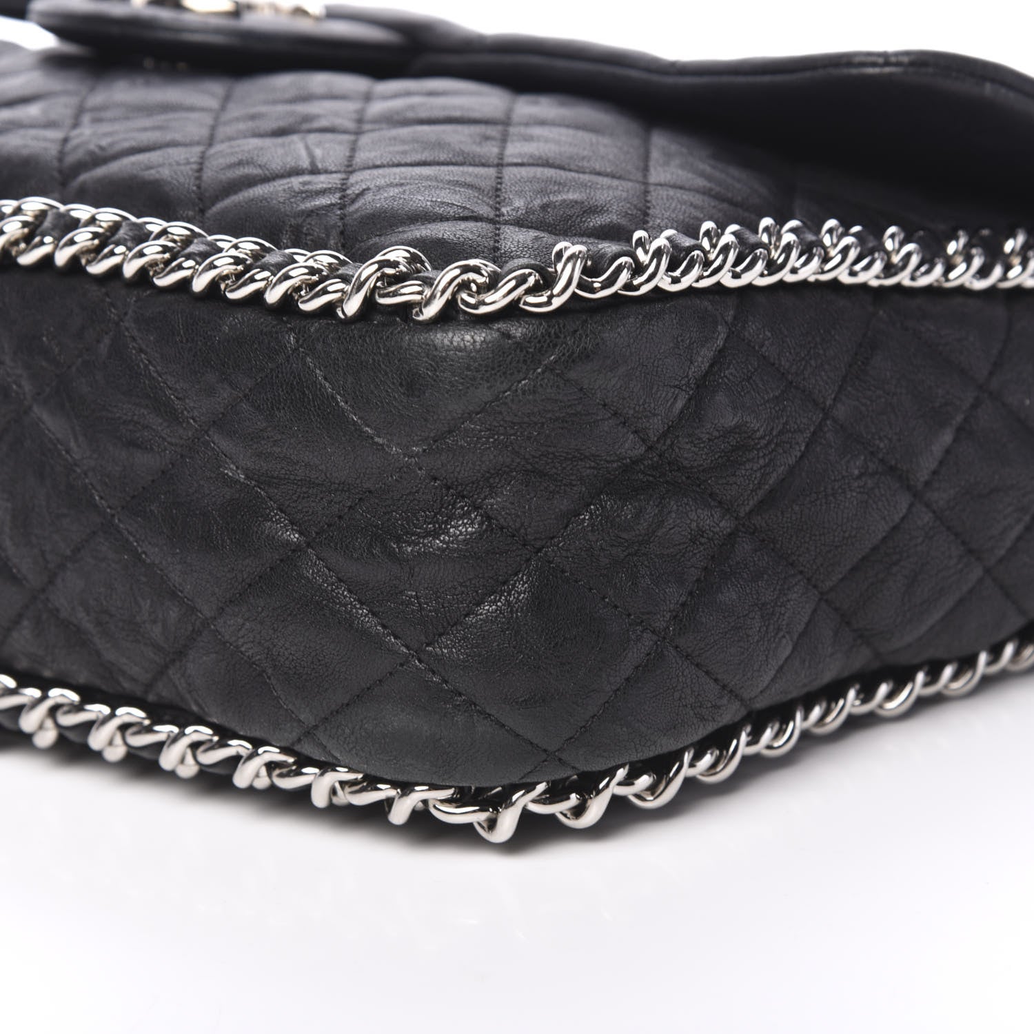 Chanel Washed Lambskin Quilted Maxi Chain Around Flap Black 9 of 11