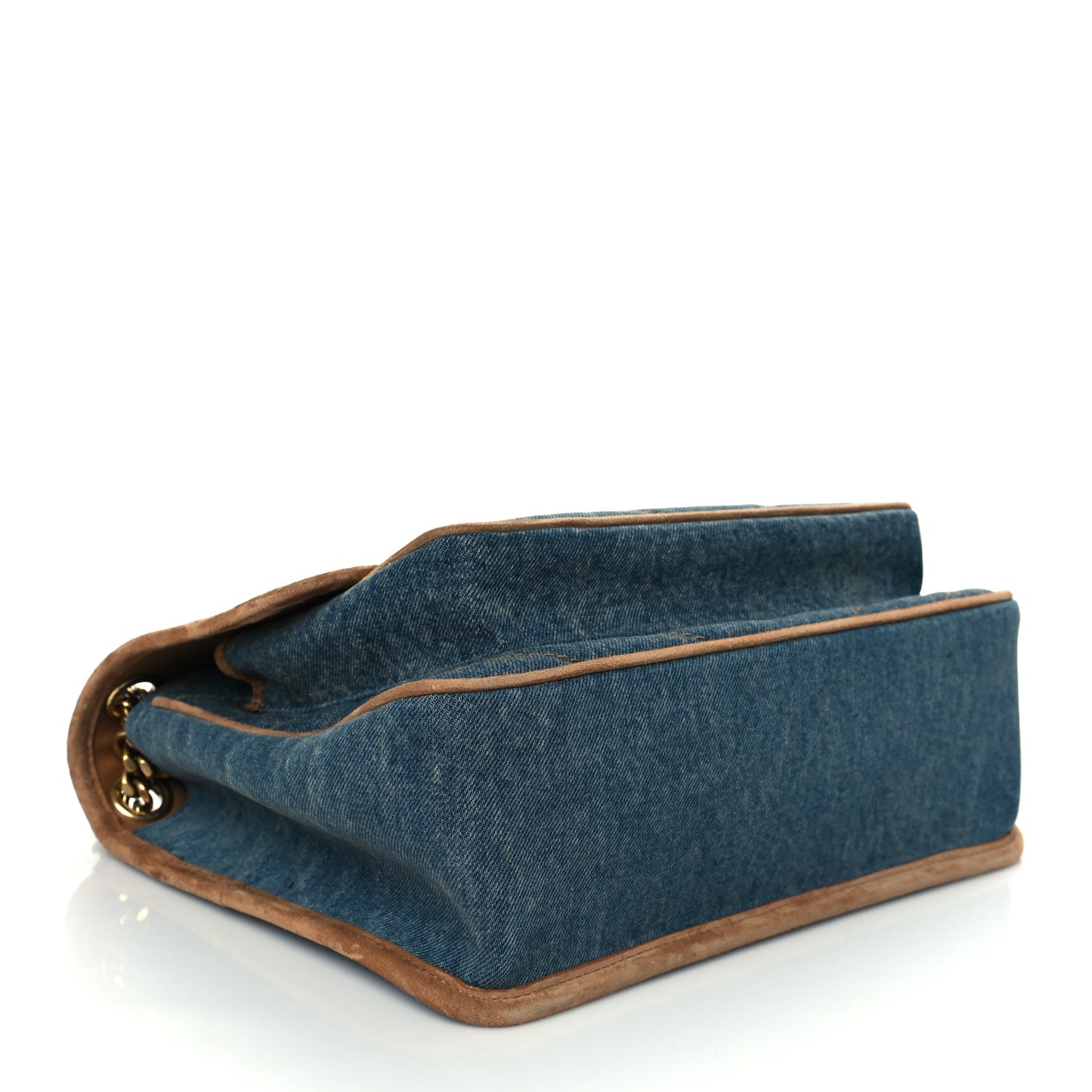 Denim Suede Monogram Medium Niki Chain Satchel Blue Cinnamon