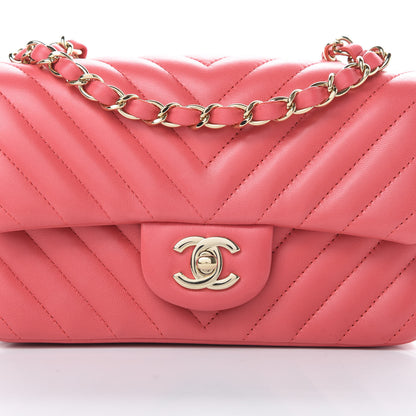 Chanel Lambskin Chevron Quilted Mini Rectangular Flap Pink 8 of 12