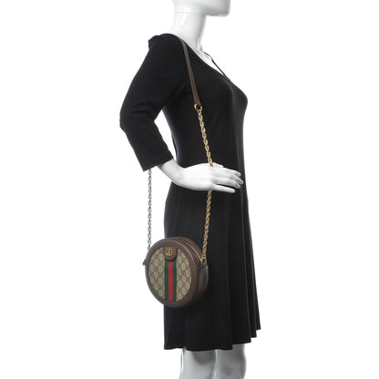 Gucci GG Supreme Monogram Web Mini Ophidia Round Shoulder Bag Brown 2 of 7