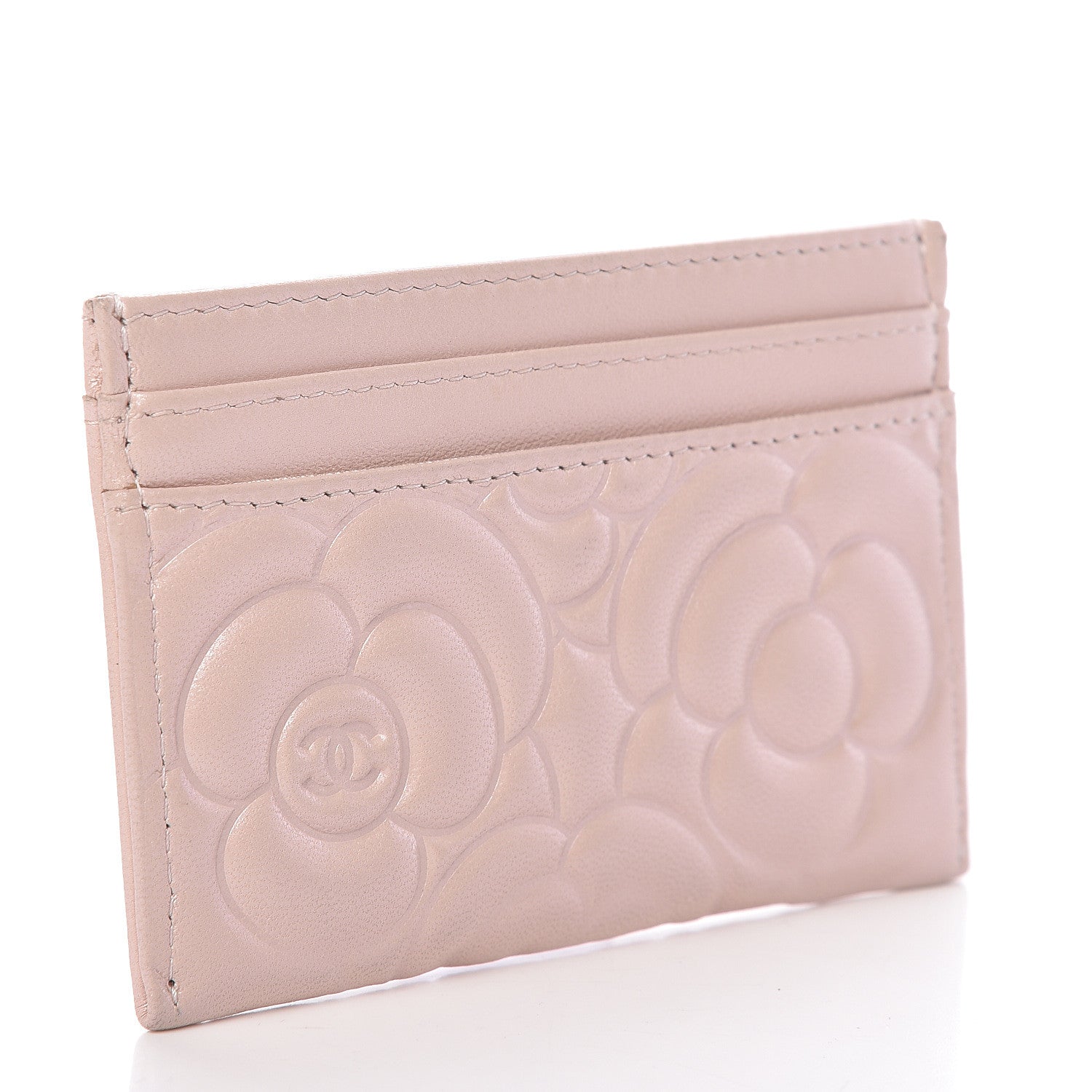 Chanel Lambskin Camellia Embossed Card Holder Nude 3 of 12