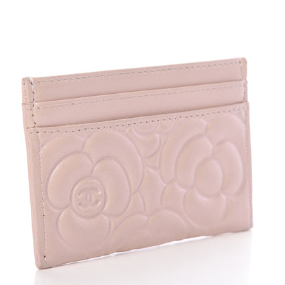 Chanel Lambskin Camellia Embossed Card Holder Nude 3 of 12