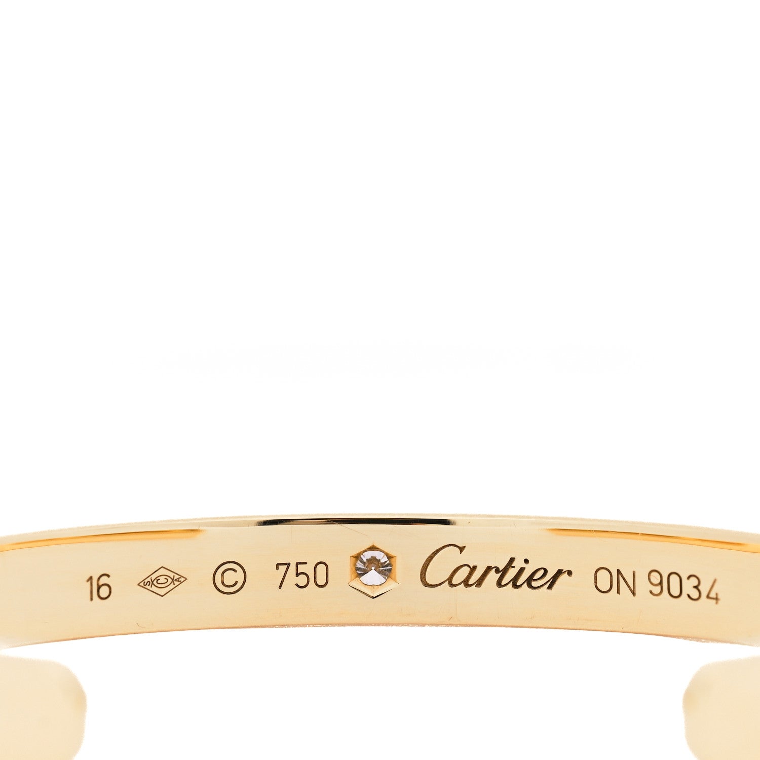 Cartier 18K Yellow Gold 1 Diamond LOVE Cuff Bracelet 16 3 of 4