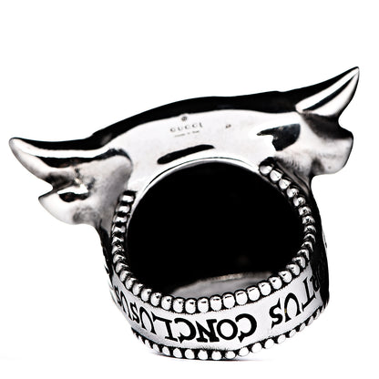 Gucci Sterling Silver Resin Anger Forest Bull's Head Ring 50 5.25 3 of 7