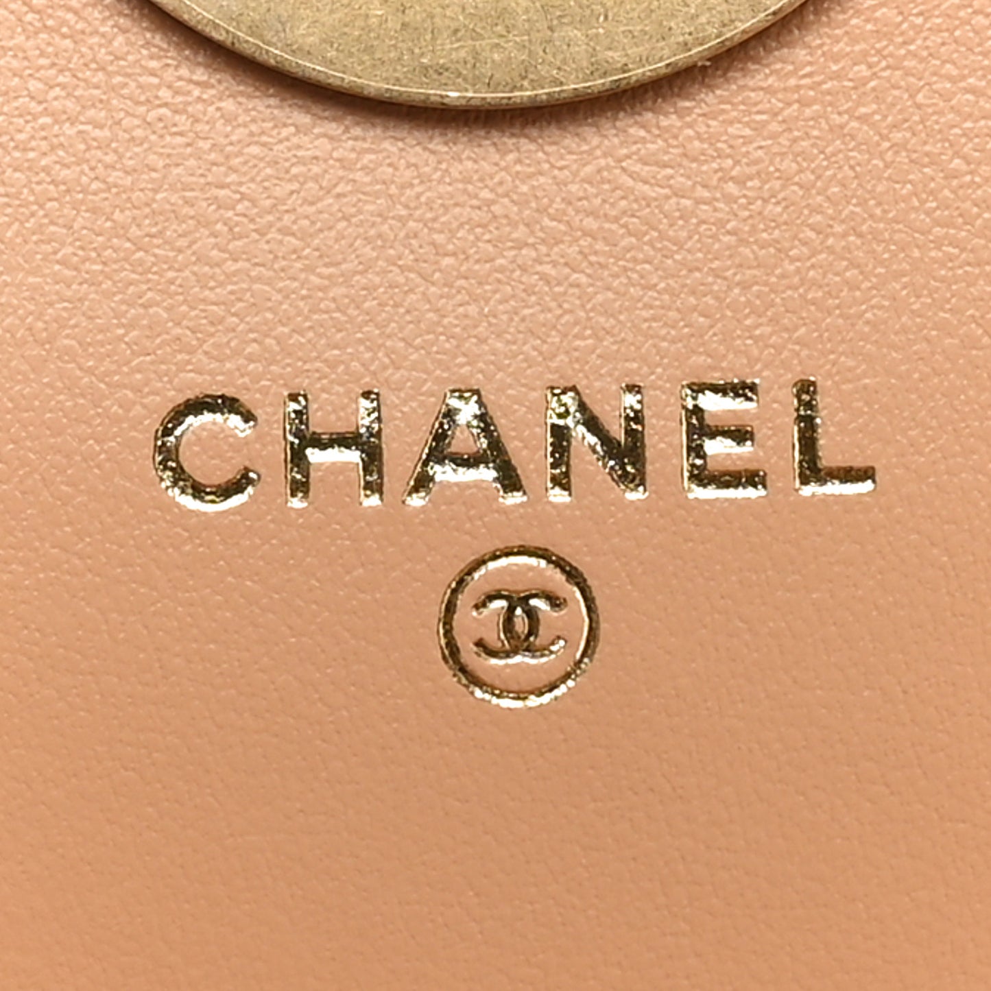Crumpled Calfskin Quilted Braided CC Flap Beige