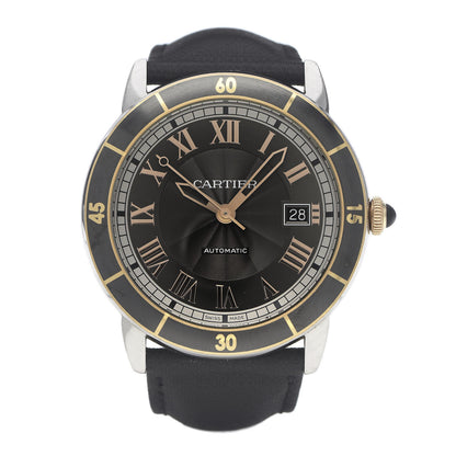 Cartier Stainless Steel 18K Pink Gold Calfskin 42mm Ronde Croisiere De Cartier Automatic Watch Grey 1 of 8