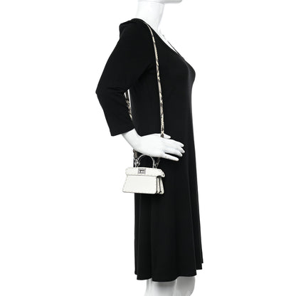 Fendi Vitello Granato Elaphe Python Embossed Sellerissima Nano Peekaboo Maxi Handle Satchel White 2 of 10