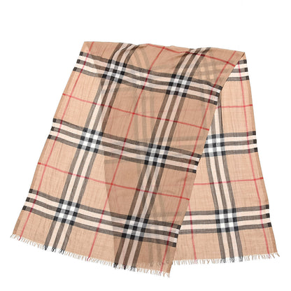 Burberry Linen Giant Check Lightweight Scarf Camel 1 of 5