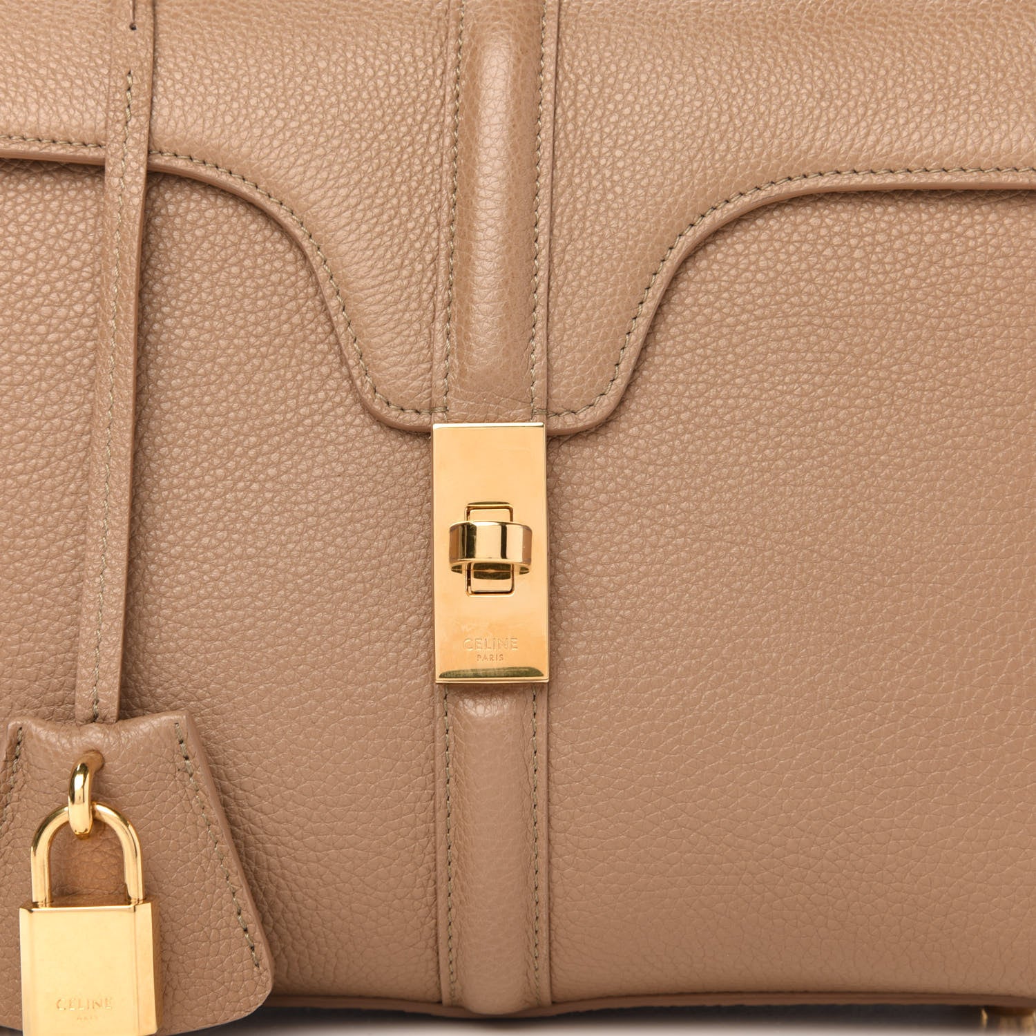 Celine Grained Calfskin Small 16 Top Handle Bag Beige 12 of 12