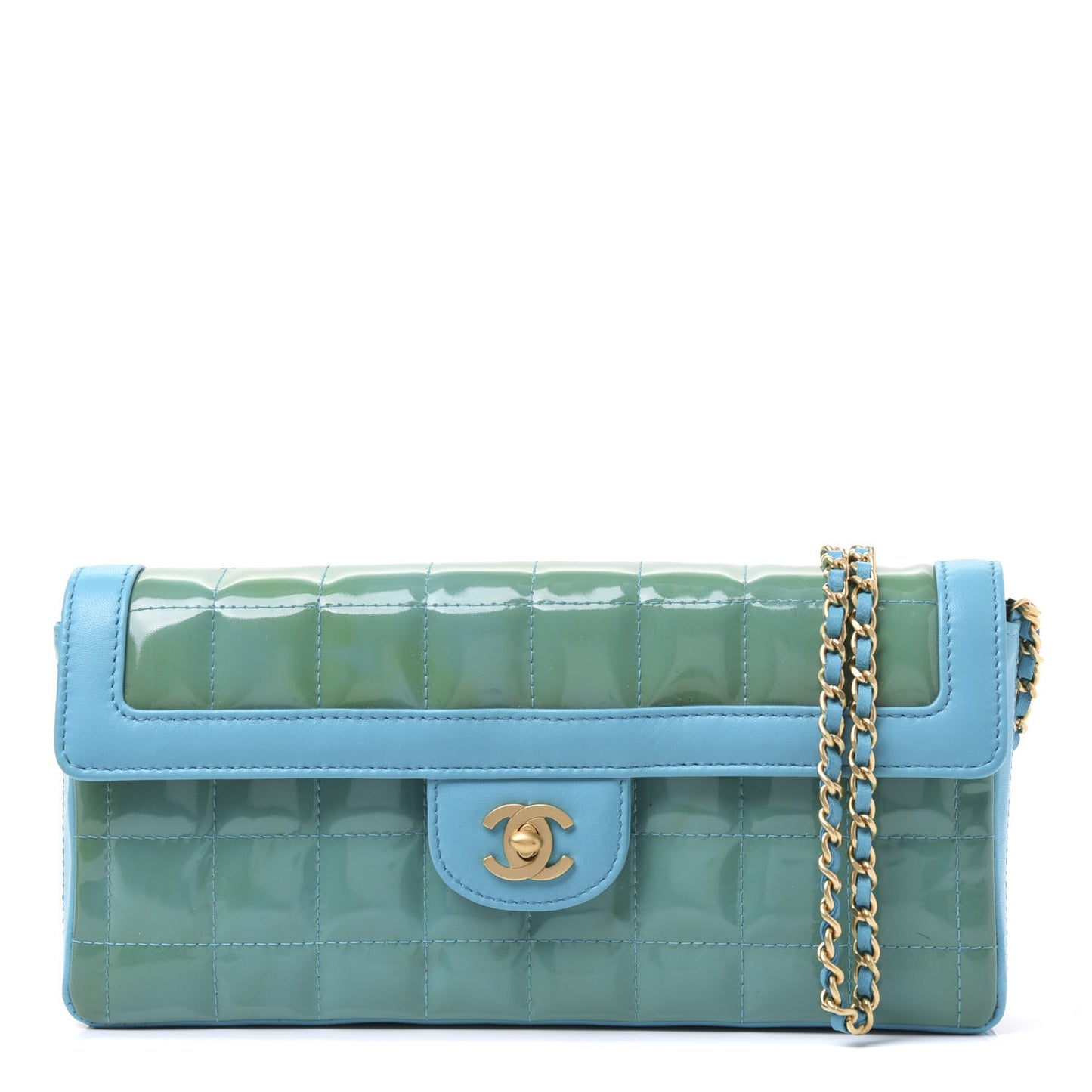 Patent East West Chocolate Bar Flap Turquoise