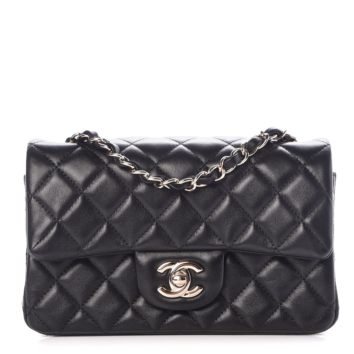 Chanel Lambskin Quilted Mini Rectangular Flap Black 1 of 8