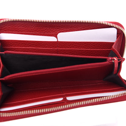 Gucci Monogram Dollar Calfskin Zip Around Wallet Beige Ebony Rosso 5 of 9