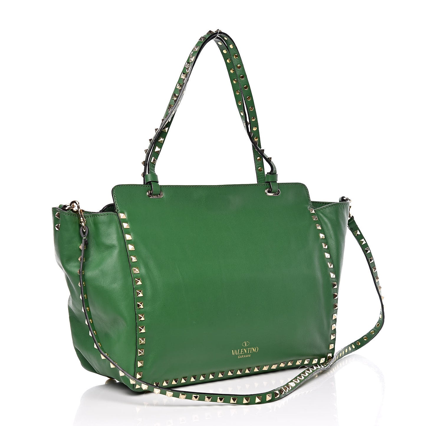 Vitello Medium Rockstud Tote Green