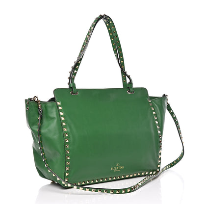Valentino Garavani Vitello Medium Rockstud Tote Green 3 of 10