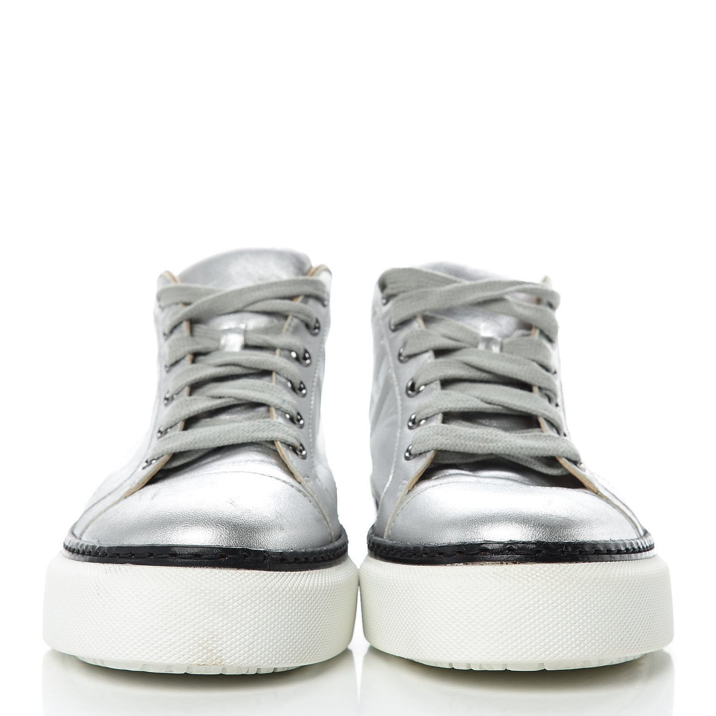 Metallic Nappa Polo Sneakers 38 Argent Black