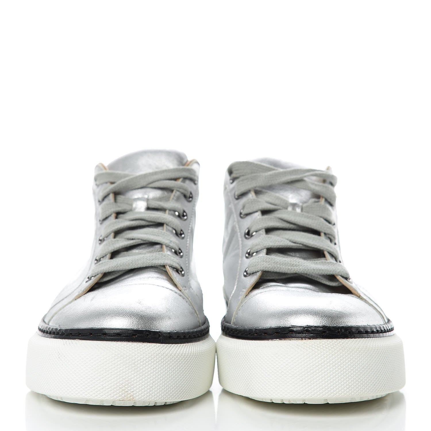Hermes Metallic Nappa Polo Sneakers 38 Argent Black 2 of 17