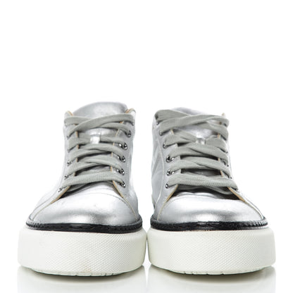 Hermes Metallic Nappa Polo Sneakers 38 Argent Black 2 of 17