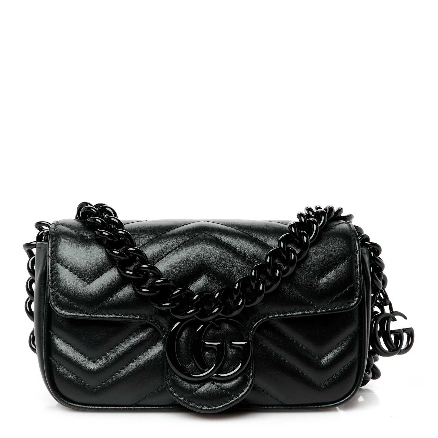 Calfskin Matelasse Monochrome GG Marmont Chain Belt Bag Black