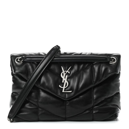 Saint Laurent Lambskin Quilted Small Loulou Puffer Monogram Chain Satchel Black 1 of 8