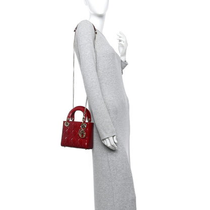Christian Dior Patent Cannage Mini Lady Dior Red 2 of 10