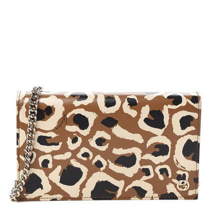 Gucci Patent Leopard Print Betty Chain Wallet Tobacco Black 1 of 9
