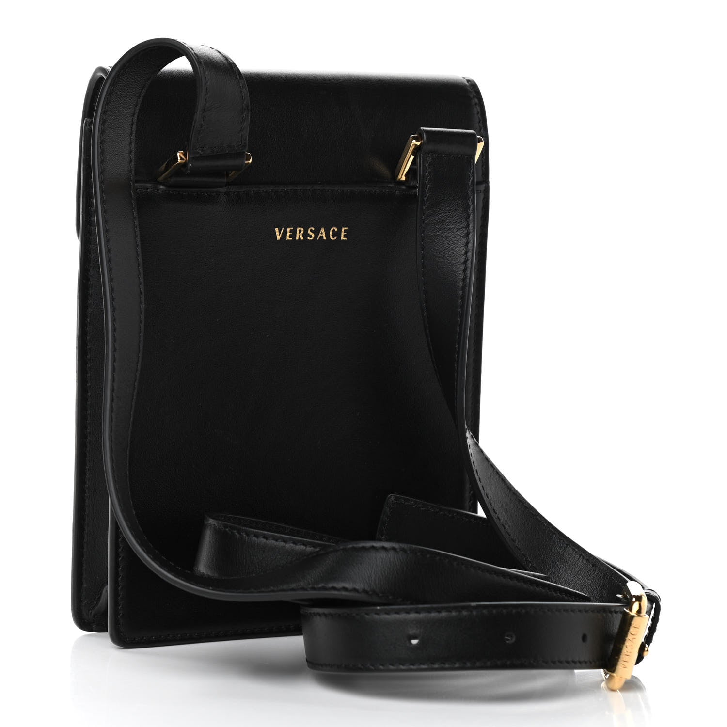 Versace Calfskin Studded Medusa Crossbody Black 3 of 10