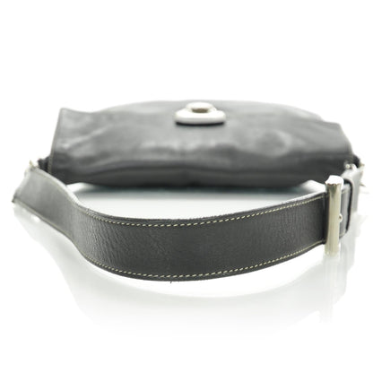 Prada Leather Pushlock Flap Shoulder Bag Black 6 of 9