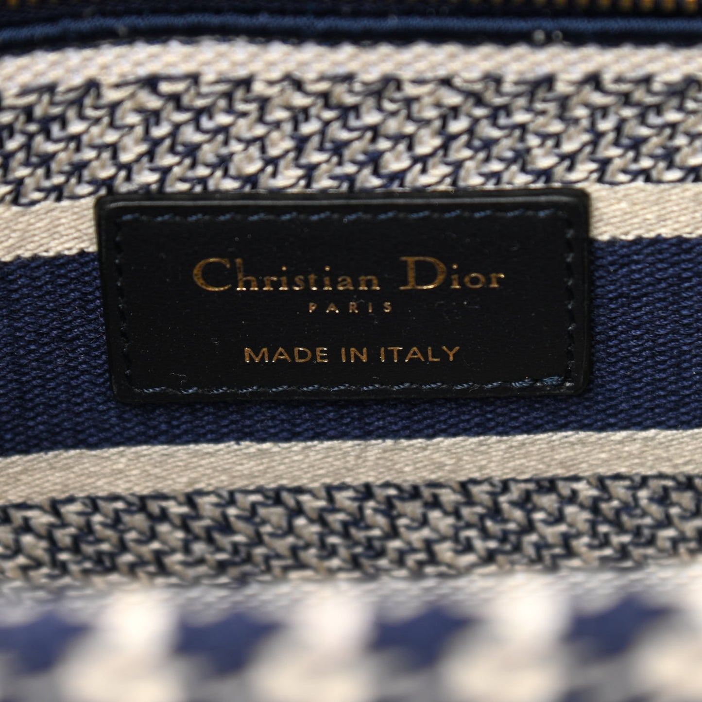 Canvas Houndstooth Embroidered Medium Lady D-Lite Navy White