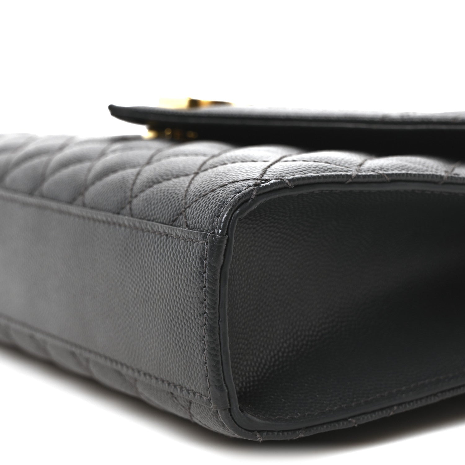 Saint Laurent Grain De Poudre Textured Mixed Matelasse Triquilt Medium Monogram Satchel Dark Smog 10 of 11