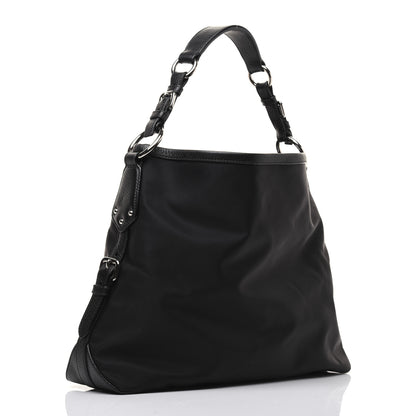 Prada Tessuto Nylon Calfskin Hobo Black 3 of 25