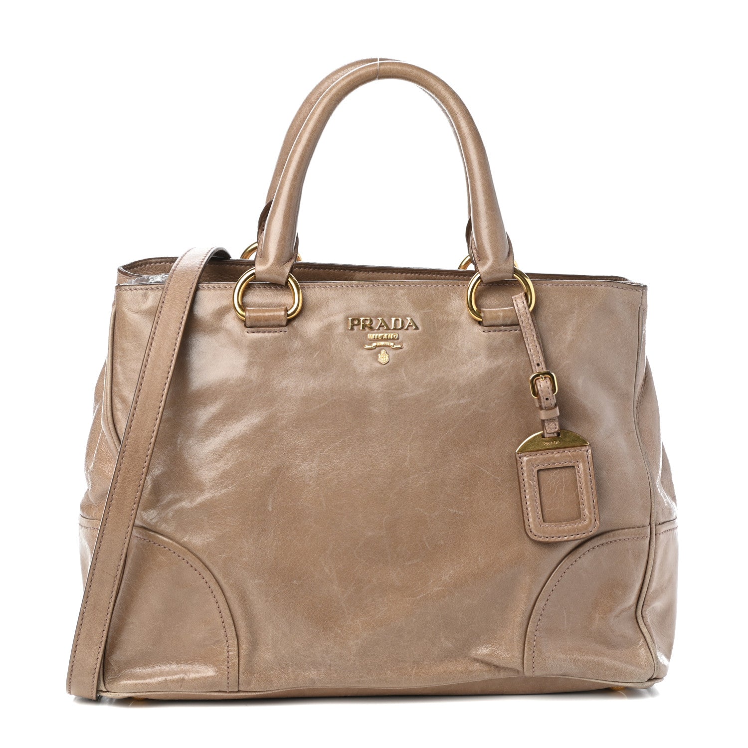 Prada Vitello Shine Shopping Satchel Argilla 1 of 9
