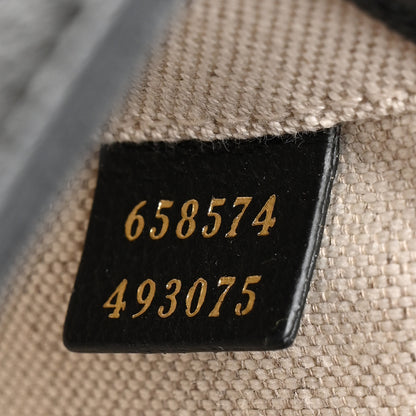 Gucci X ADIDAS Textured Dollar Calfskin Web Trefoil Mini Horsebit 1955 Shoulder Bag Black Off White 7 of 11