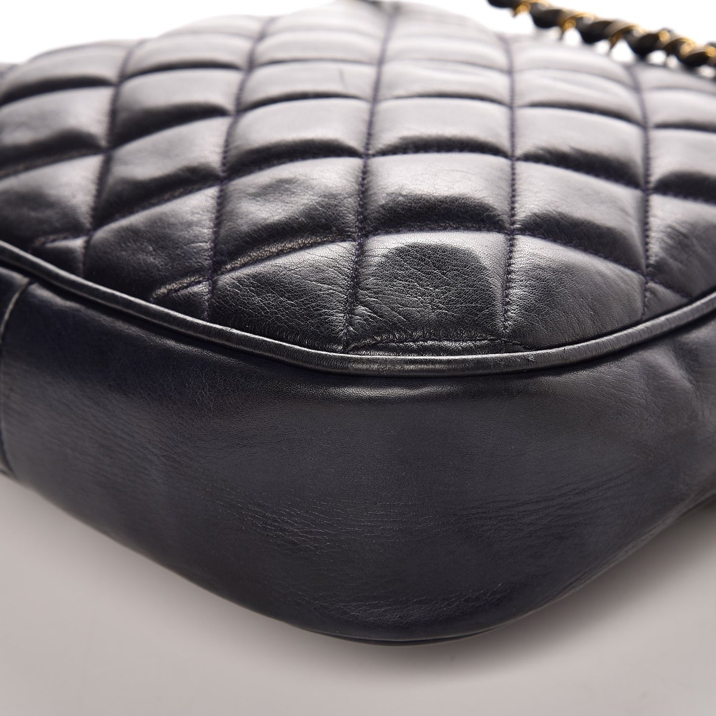 Lambskin Quilted Small Flap Navy