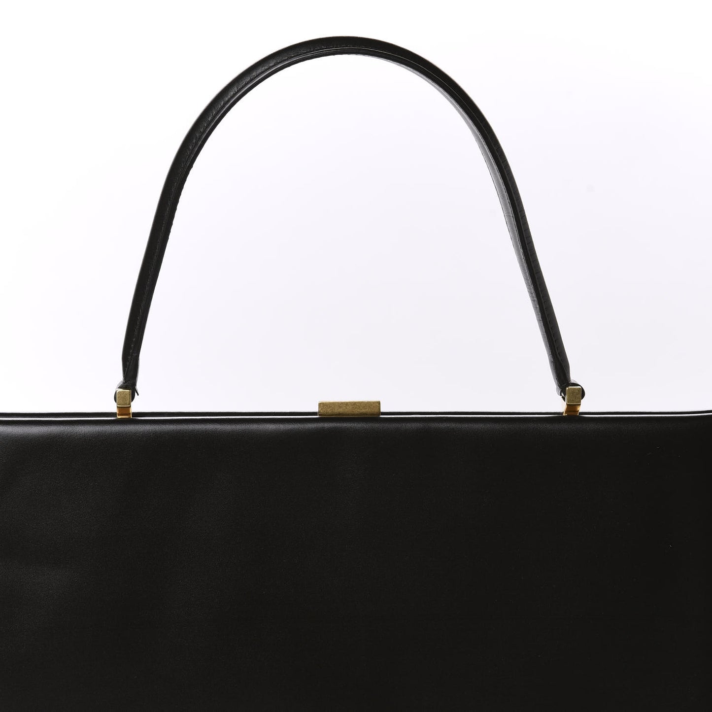 Box Calfskin Medium Clasp Bag Black