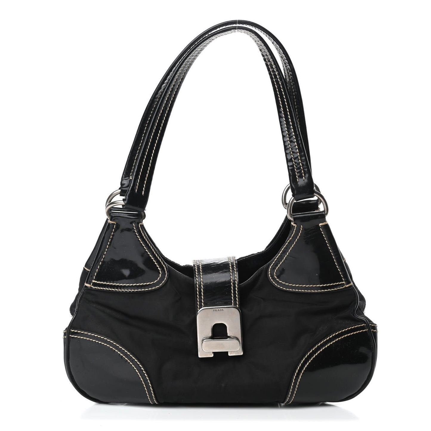 Tessuto Nylon Vernice Hobo Black