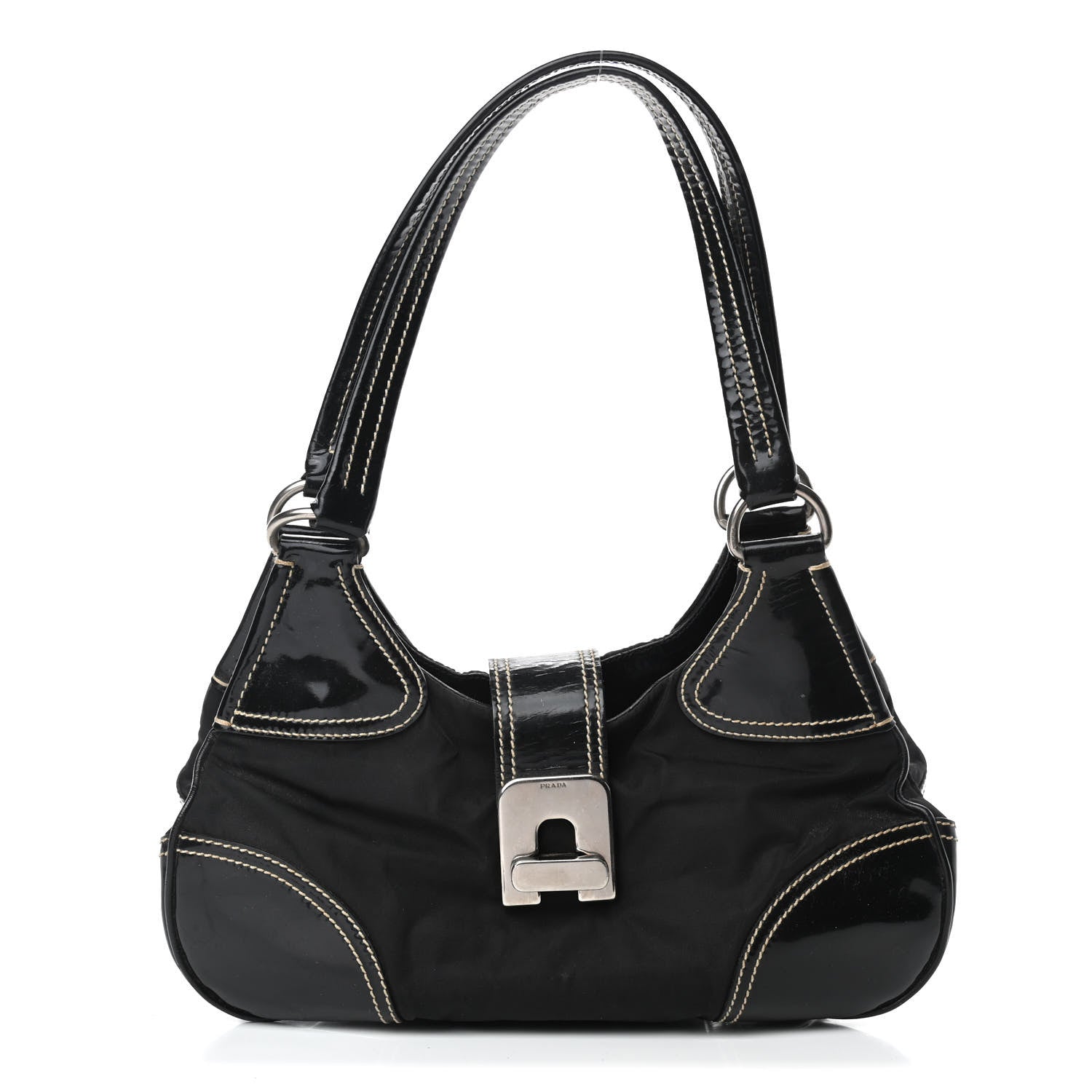 Prada Tessuto Nylon Vernice Hobo Black 1 of 11